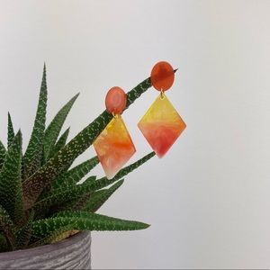 Handmade Resin Sunset Diamond Earrings